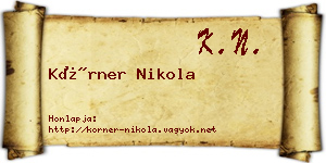 Körner Nikola névjegykártya